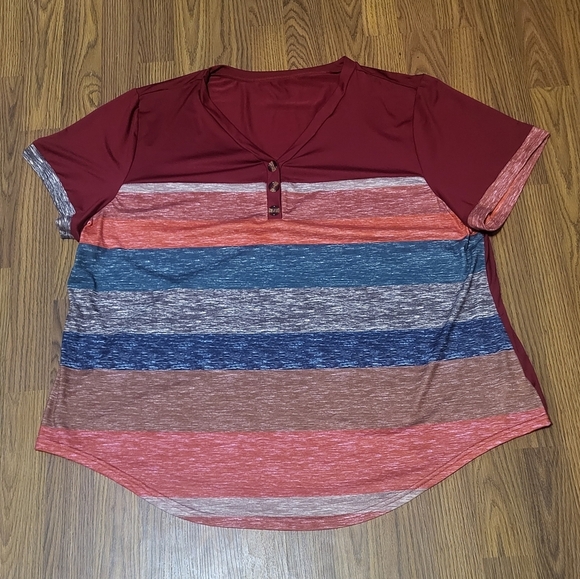 Emery Rose Short Sleeve 3-Button Shirt 4XL Soft Stretchy Comfy B47 - Picture 1 of 4